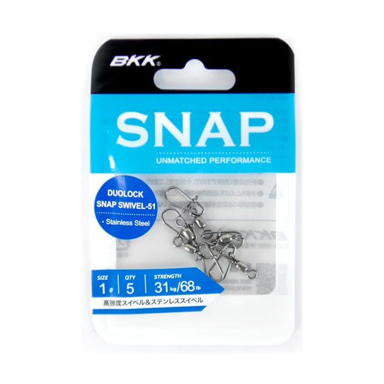 BKK Stainless Steel Duo - Lock Snap Swivel 51 | DSNSW - 5 | 5 - 10 Pcs Per Pack | - Fishermanshub#1 | 31Kg (68Lb)