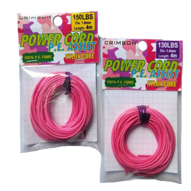 Crimson Power Cord PE Assist | 4Mt / 4.4Yd | 5Mt / 5.4Yd | Pink | - Fishermanshub1.0MM | 36.2Kg (80Lb)