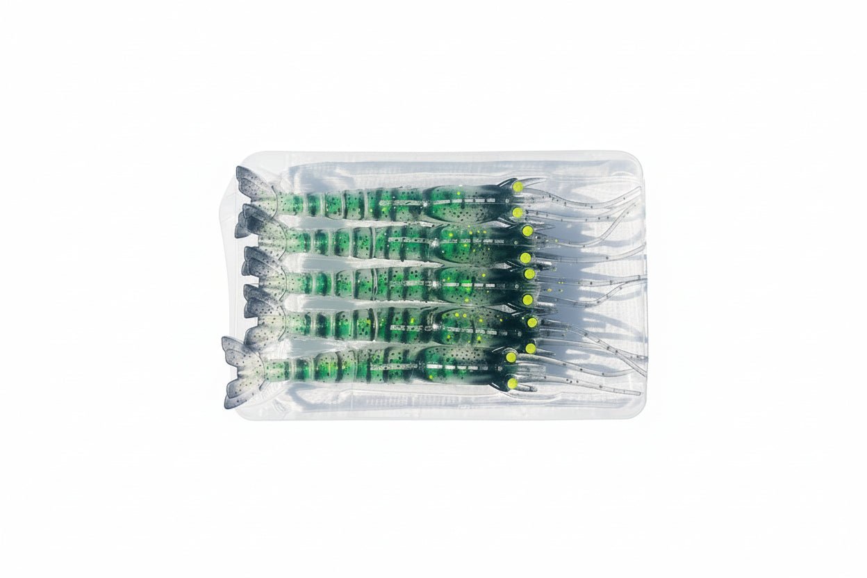Gfin Super Shads Crazy Eco Shrimp | 5 Inch | 5 Pcs Per Pack | - FishermanshubGreen Leopard