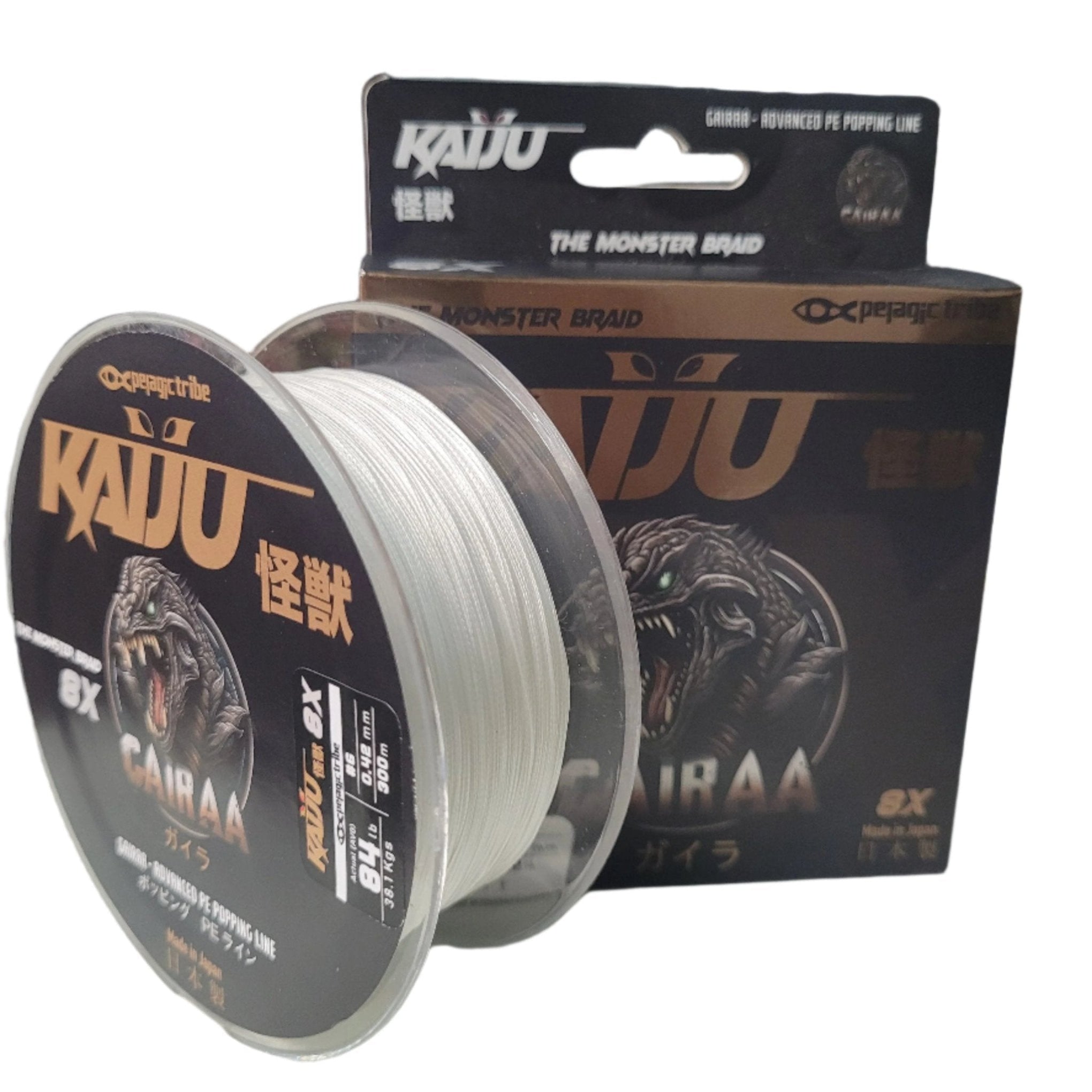 Kaiju Gairaa Advanced PE 8X Braided Fishing Line | Popping Line | 300Mt / 328Yd | White | - Fishermanshub0.42MM | 38.1Kg (84Lb)