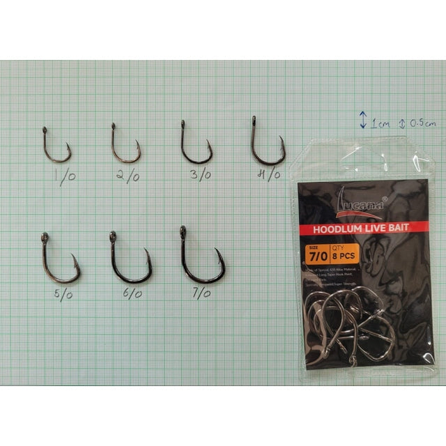 Lucana Hoodlum Live Bait Single Hooks | 8 Pcs Per Pack | - Fishermanshub#1/0