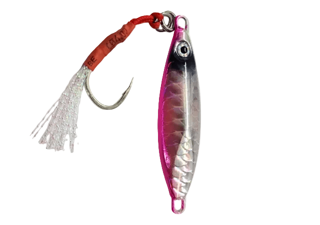 Murrvy Metal Leaf Slow Fall Metal Jig | Slow Sinking | 30 Gm | 50 Gm | - Fishermanshub30 GmPink Silver