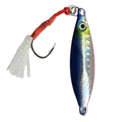 Murrvy Metal Leaf Slow Fall Metal Jig | Slow Sinking | 30 Gm | 50 Gm | - Fishermanshub30 GmBlue Pink