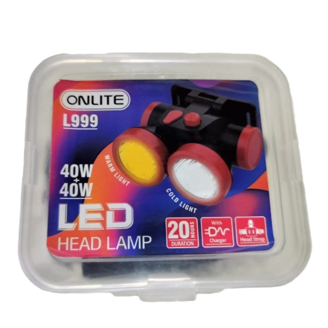 Onlite Rechargeable LED Head Lamp | 40W+40W L999 | - Fishermanshub