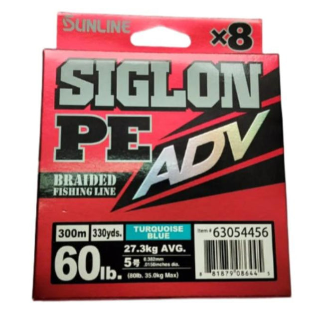 Sunline Siglon PE Advanced Braided Fishing Line | 300Mt / 325Yd | Turquoise Blue | - Fishermanshub0.38MM | 27.3Kg (60.0Lb)