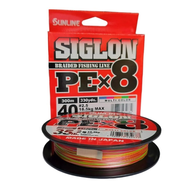 Sunline Siglon PE X8 Braided Fishing Line | 300Mt / 325Yd | Multicolour | - Fishermanshub0.24MM | 15.5Kg (35.0Lb)
