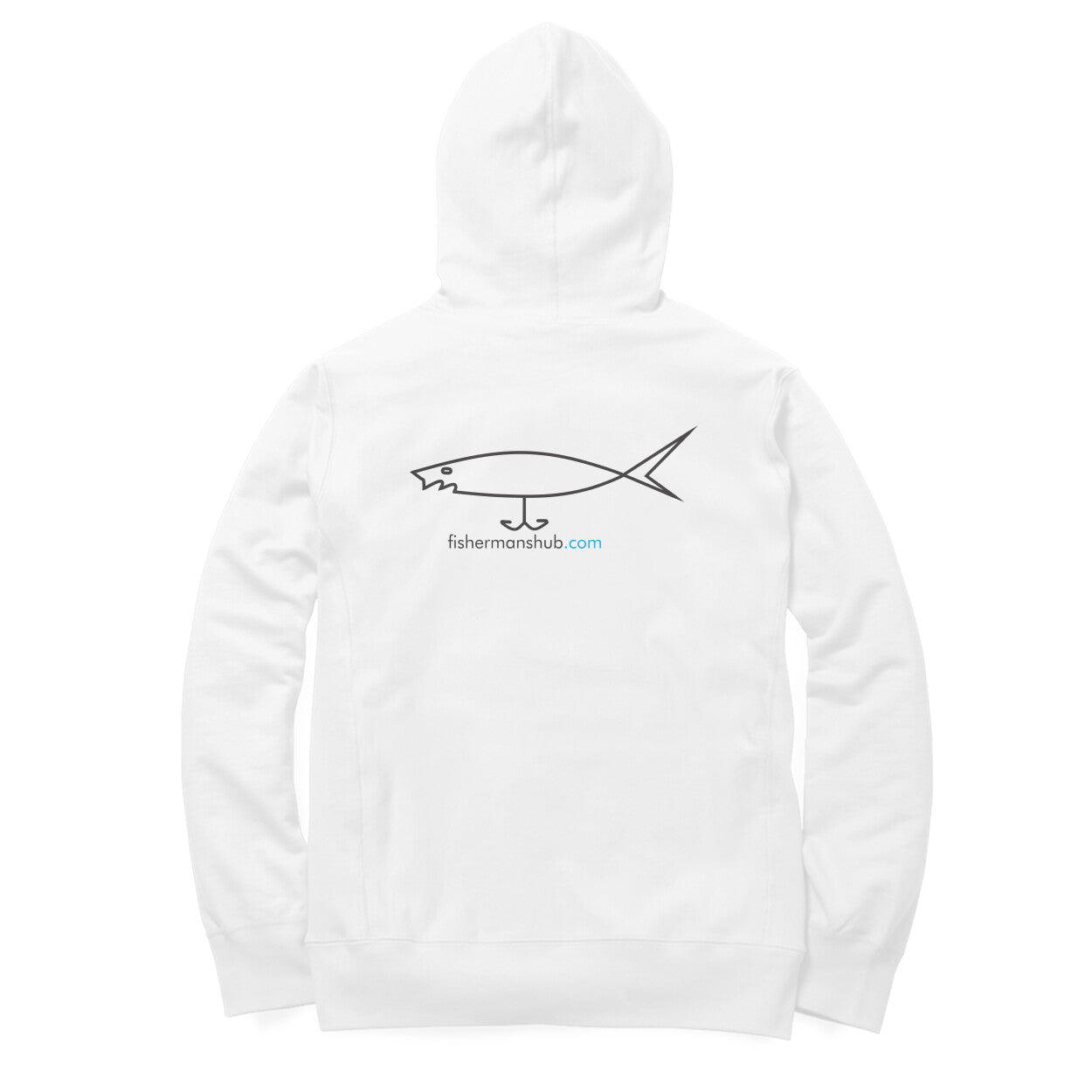 Mens / Woman's Angling Hoodie | Fish On Front + Fishermanshub.com Logo Behind| Hoodie