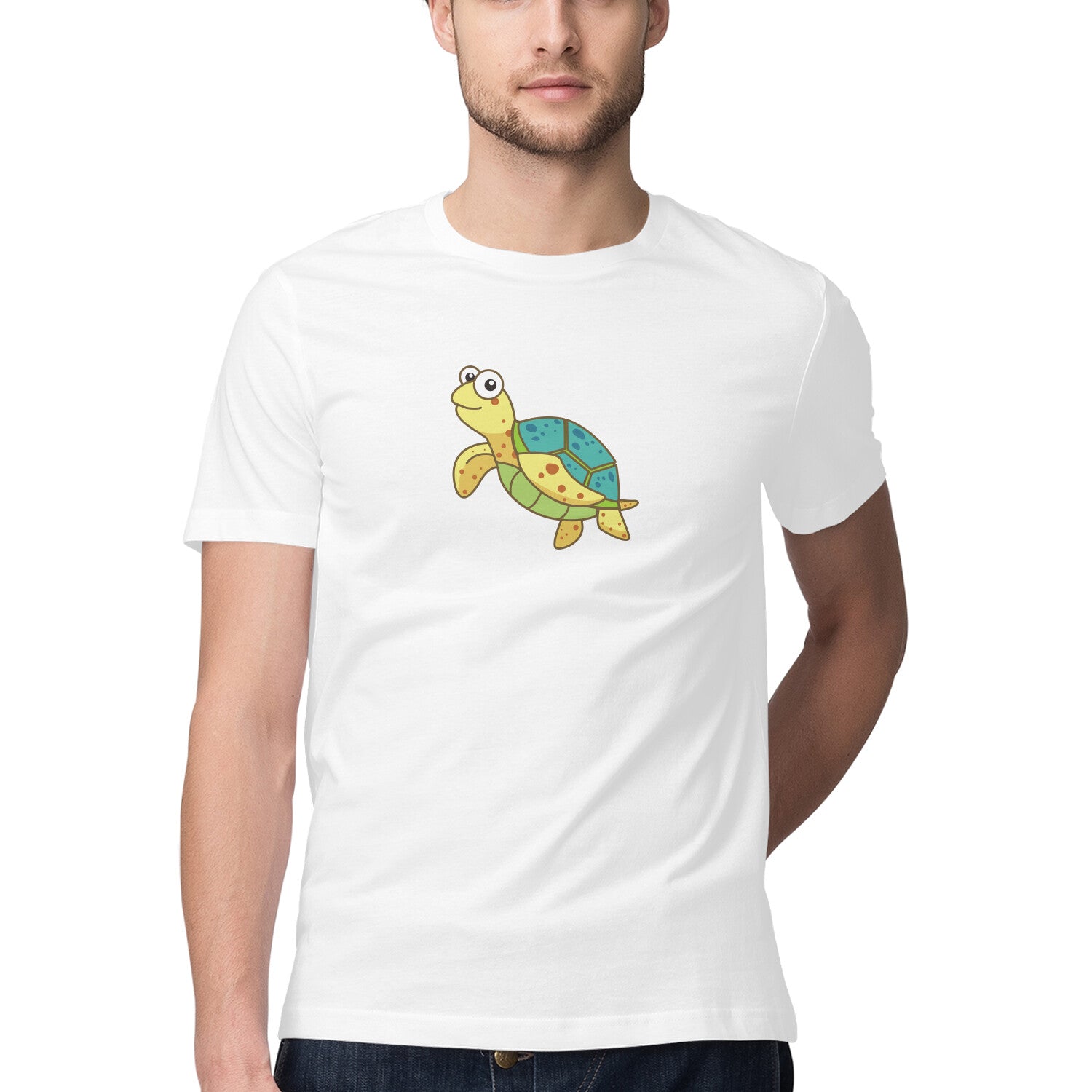 Men's Angling T-Shirt's | Sea Creatures Toon Series | Happy Sea Turtle | Round Neck | Short Sleeves |