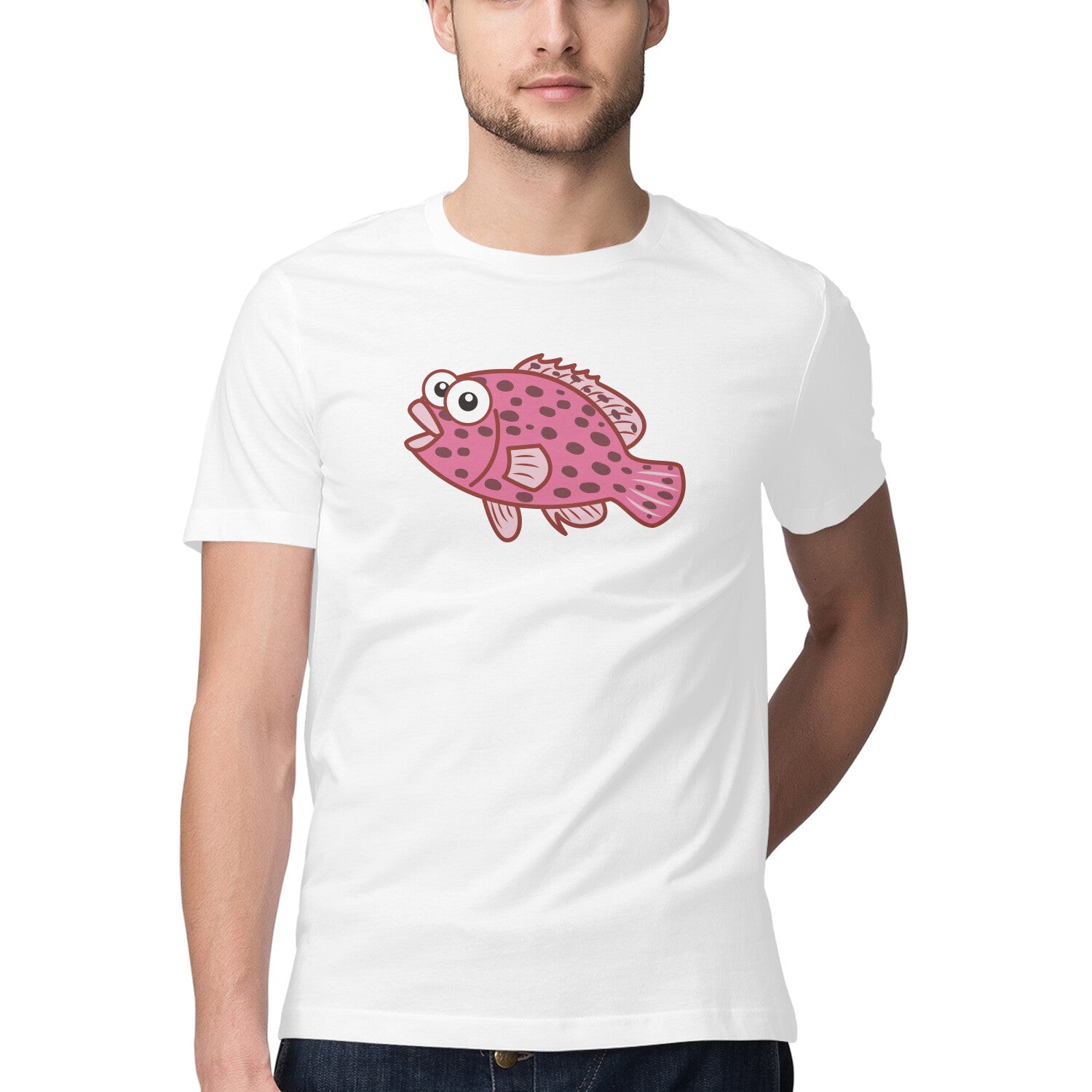 Men's Angling T-Shirt's | Sea Creatures Toon Series | Happy Grouper| Round Neck | Short Sleeves |