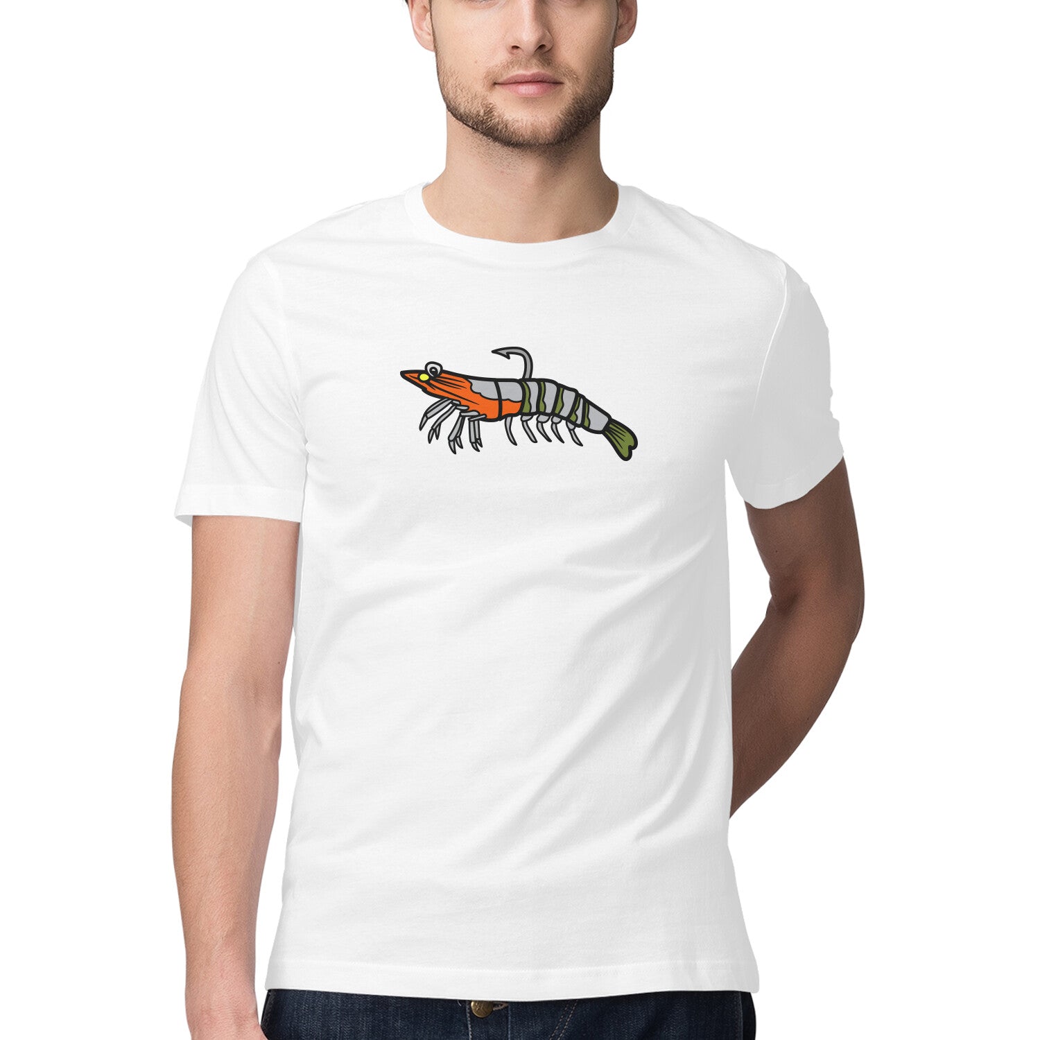 Men's Angling T-Shirts | Prawn Lure Colourful Shrimp| Round Neck | Short Sleeves |