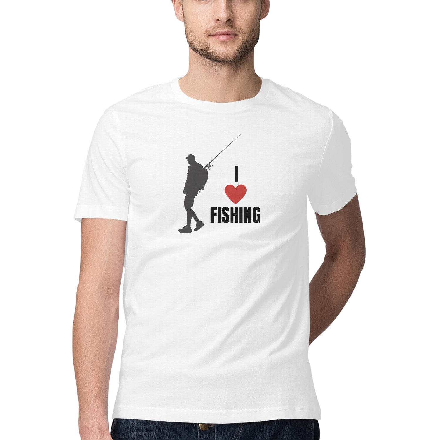 Men's Angling T-Shirts |I Love Fishing| Round Neck | Short Sleeves |