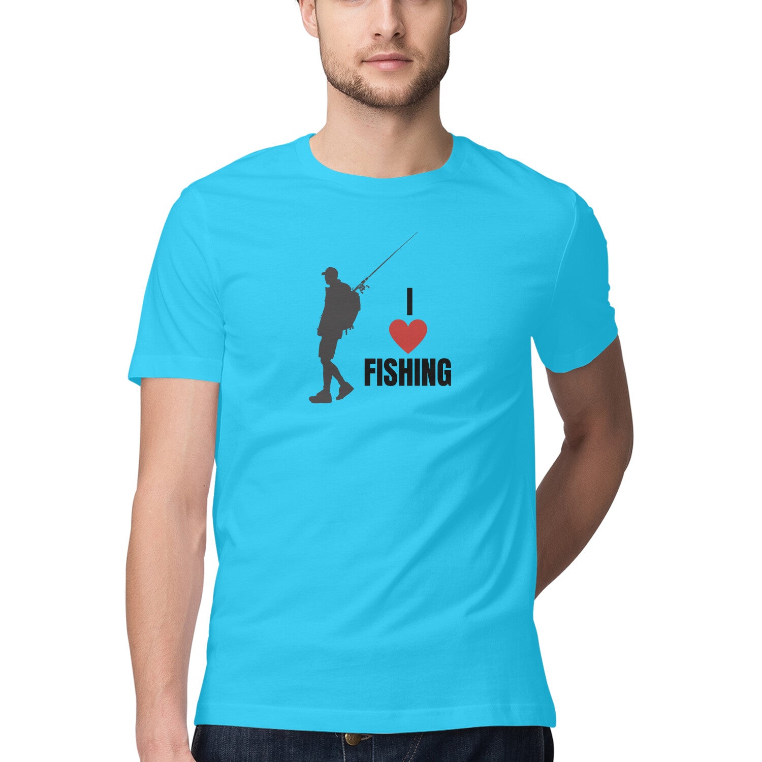 Men's Angling T-Shirts |I Love Fishing| Round Neck | Short Sleeves |