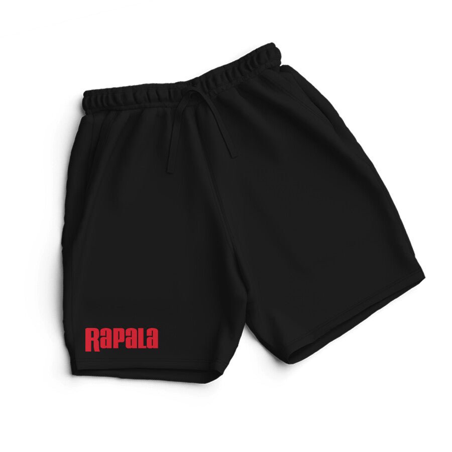 Fishermanshub Men's Angling Shorts | Rapala Red Logo Front| Shorts | - FishermanshubBlackS