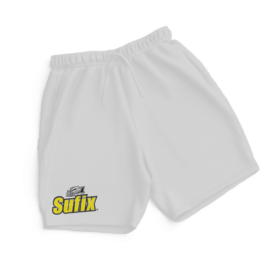 Fishermanshub Men's Angling Shorts | Sufix Yellow Logo Front | Shorts | Black | White | - FishermanshubWhiteS