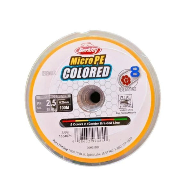 Berkley Micro PE Colored X8 Braided Line | 100 Mt | 5 Colours | - fishermanshub0.14MM | 5.2Kg (11.4Lb)