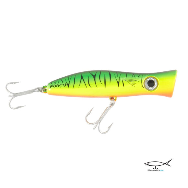 Halco Roosta Popper Hard Bait Topwater Lures | 10.5 Cm , 30 Gm | 13.5 Cm , 49 Gm | Floating - fishermanshub10.5 CmFLUORO GREEN