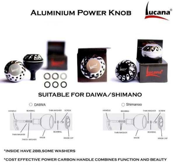 Lucana Aluminium Power Knob For Spinning Fishing Reels