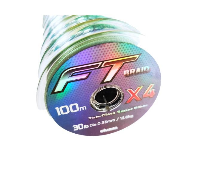 Okuma FT X4 Braid | 100Mt | Deep Green | Connected Spool of 10 | - Fishermanshub0.26MM | 11.4Kg (25Lb)Single Spool