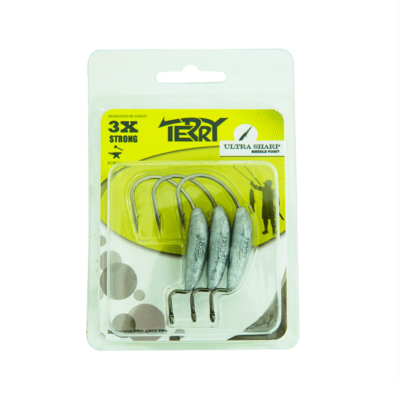 Terry Ultra Sharp 3x Strong Worm Hook Weedless Jig Head | 4/0 ,14 Gm | 5/0 , 17 Gm | - fishermanshub14 Gm4/0