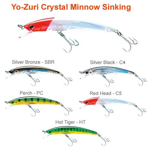 Yo-Zuri Crystal 3D Minnow Hard Lure | 11 Cm | 16 Gm | Sinking - fishermanshub11 CmRed Head PZE-C5