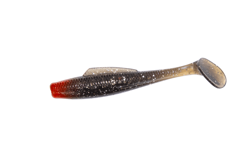 Indra Softpara Paddle Tail Soft Plastic Lures | 4 Inch - fishermanshub4 InchRed Head Black Glitz
