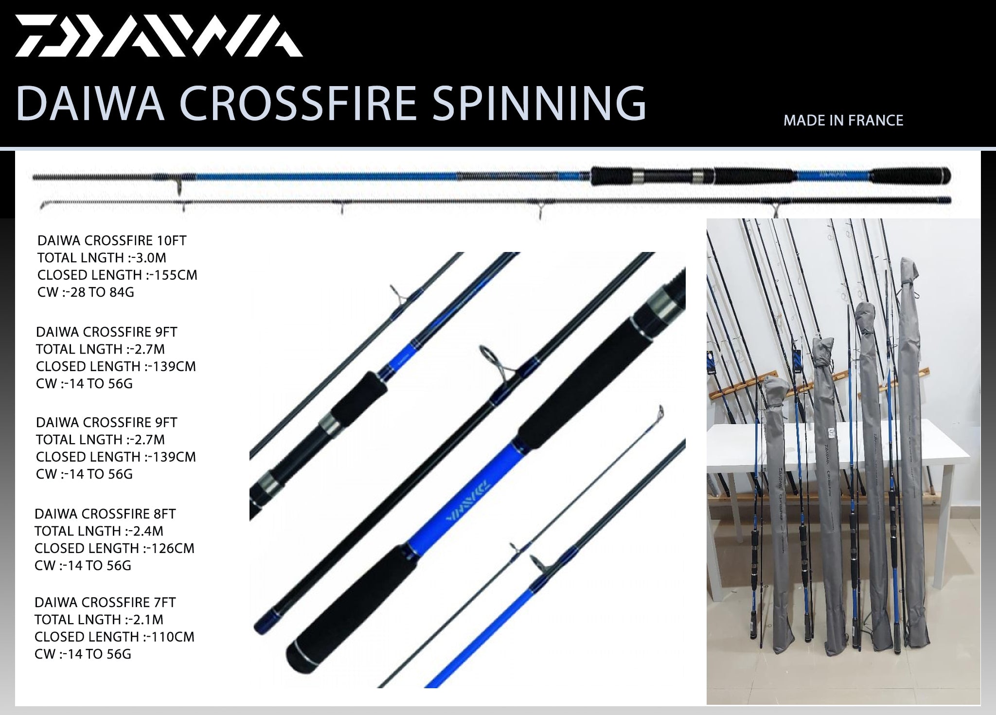 Daiwa Crossfire Spinning Rod | 8 Ft - H | - Fishermanshub8Ft/2.43Mt