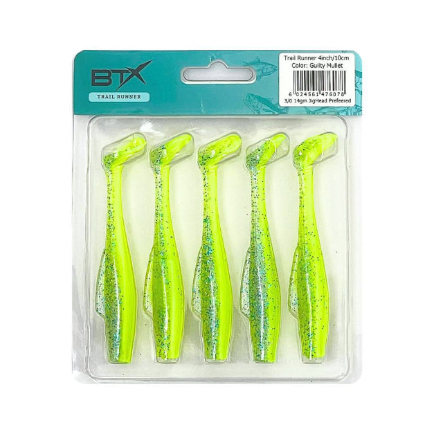BTX Trail Runner Soft Plastic Baits | 4 Inch | 5 Pcs Per Pack | - FishermanshubGuilty Mullet