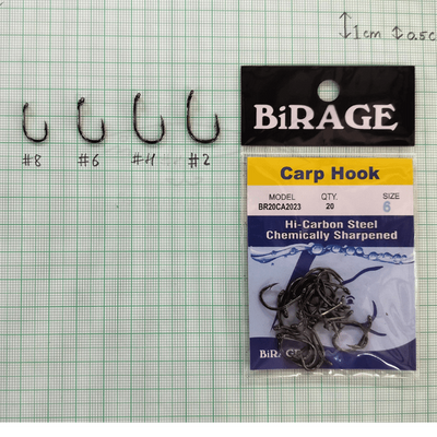 Birage Carp Single Hook | Turn Down Ringed Eye | BR20CA2023 | 20 Pcs Per Pack | - Fishermanshub2
