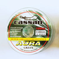 Cassan Aura Monofilament Line | 100 Mt | Green | Grey | Multicolour | 10 Connected Spool | - Fishermanshub0.35MM | 6.80Kg (14.9Lb)GreenSingle Spool
