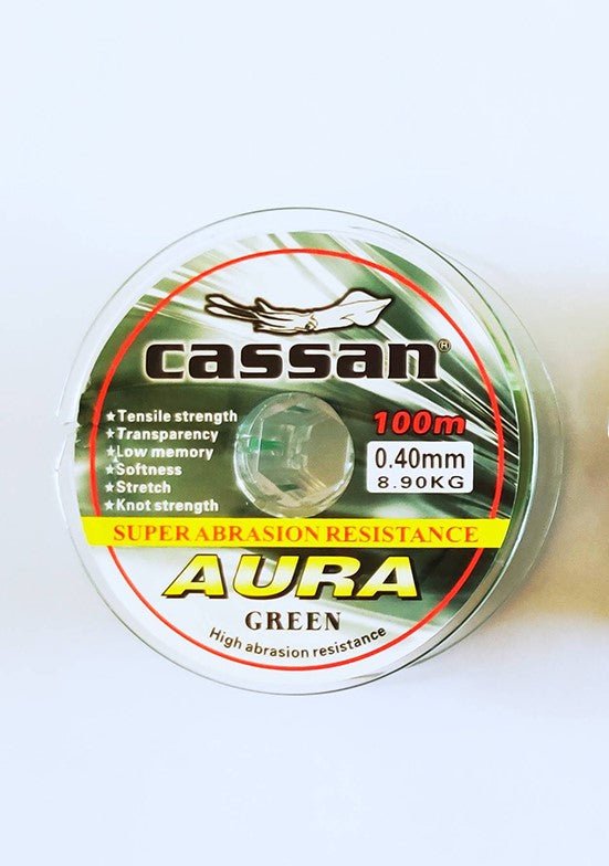 Cassan Aura Monofilament Line | 100 Mt | Green | Grey | Multicolour | 10 Connected Spool | - Fishermanshub0.35MM | 6.80Kg (14.9Lb)GreenSingle Spool