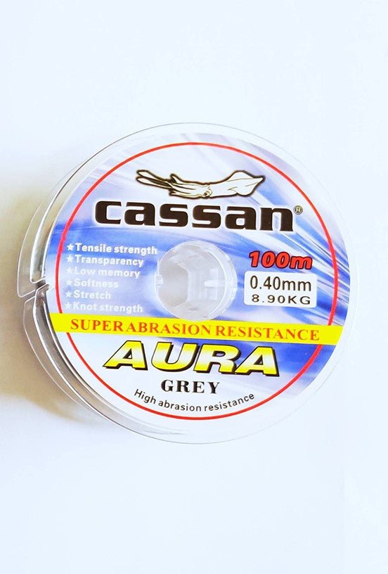 Cassan Aura Monofilament Line | 100 Mt | Green | Grey | Multicolour | 10 Connected Spool | - Fishermanshub0.50MM | 12.70Kg (27.9Lb)GreySingle Spool