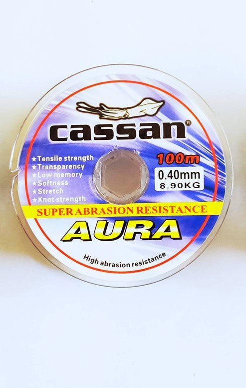 Cassan Aura Monofilament Line | 100 Mt | Green | Grey | Multicolour | 10 Connected Spool | - Fishermanshub0.35MM | 6.80Kg (14.9Lb)MulticolourSingle Spool