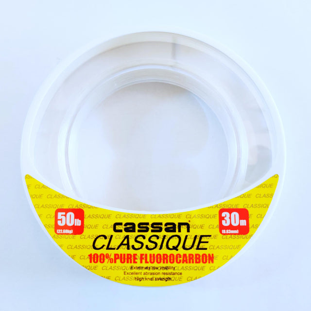 Cassan Classique Fluorocarbon Shock Leader | 30 Mt | Clear | - Fishermanshub0.63MM | 22.68Kg (50Lb)
