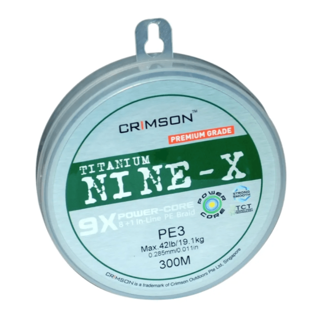 Crimson Titanium Nine X Braided Fishing Line | 300Mt / 328Yd | Dark Green | - Fishermanshub0.36MM | 30Kg (66Lb)