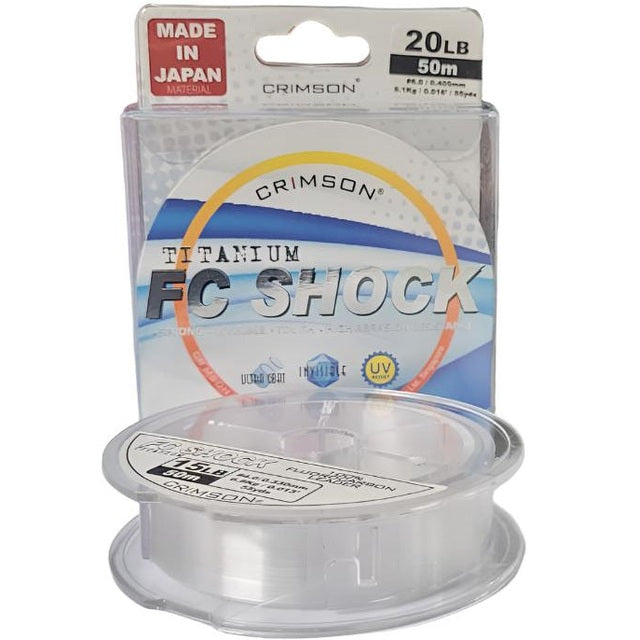 Crimson Titanium Fluorocarbon Shock Leader | 50Mt / 54.6Yd | Clear | - Fishermanshub0.28MM | 5.4Kg (12Lb)