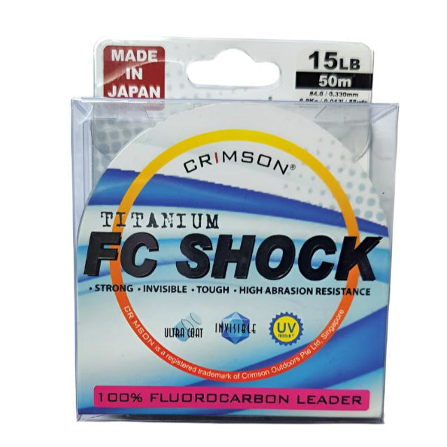 Crimson Titanium Fluorocarbon Shock Leader | 50Mt / 54.6Yd | Clear | - Fishermanshub0.28MM | 5.4Kg (12Lb)