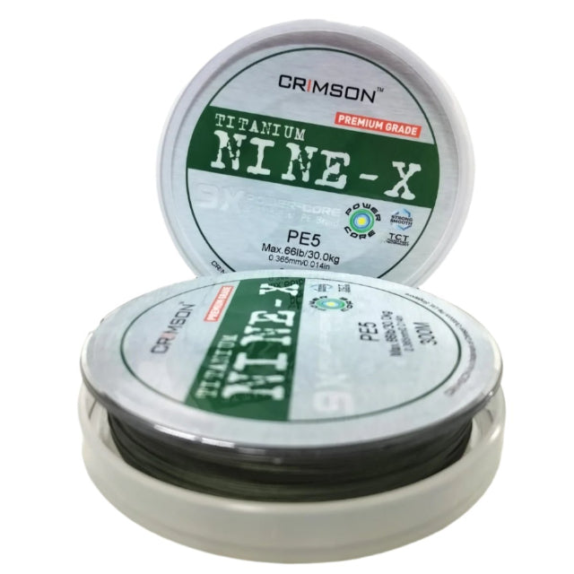 Crimson Titanium Nine X Braided Fishing Line | 300Mt / 328Yd | Dark Green | - Fishermanshub0.36MM | 30Kg (66Lb)