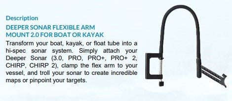 Deeper Smart Sonar Flexible Arm Mount 2.0 For Boat or Kayak - Fishermanshub