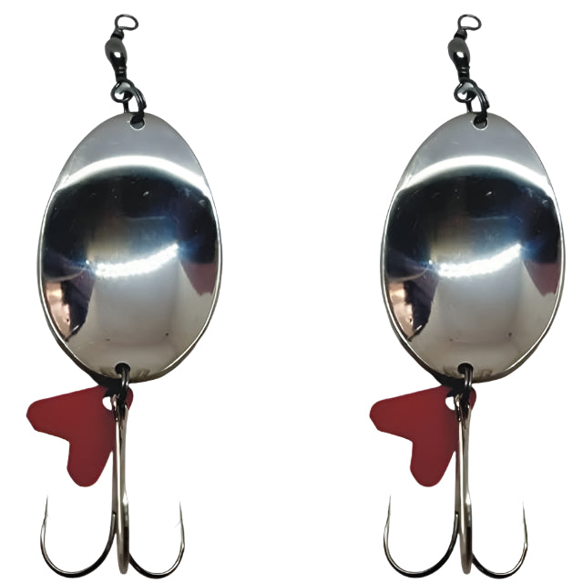 Shiny Fishing Spoon With Plastic Spinner , Wide Bodied | Gold | Silver | 32 Gm , 7 Cm | 24 Gm , 5.5 Cm | - fishermanshub24 GmSilverSingle