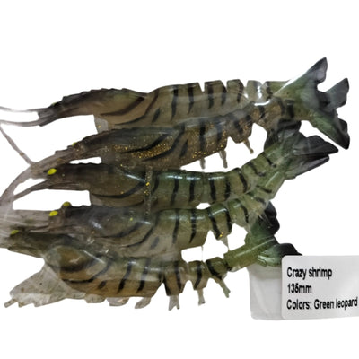 Gfin Crazy Eco Shrimp Soft Plastic Baits | 5 Inch | 7 Gm | 5 Pcs Per Pack | - FishermanshubGold Tiger
