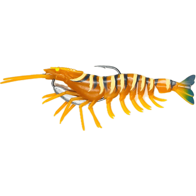 Gfin Crazy Prawn Soft Plastic Baits with Weedless Hook | Slow Sinking | 6 Inch | 24 Gm | - FishermanshubBrown Tiger Prawns