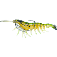 Gfin Crazy Prawn Soft Plastic Baits with Weedless Hook | Slow Sinking | 6 Inch | 24 Gm | - FishermanshubGreen Leopard Prawns