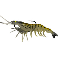 Gfin Crazy Prawn Soft Plastic Baits with Weedless Hook | Slow Sinking | 6 Inch | 24 Gm | - FishermanshubNatural Green Prawns