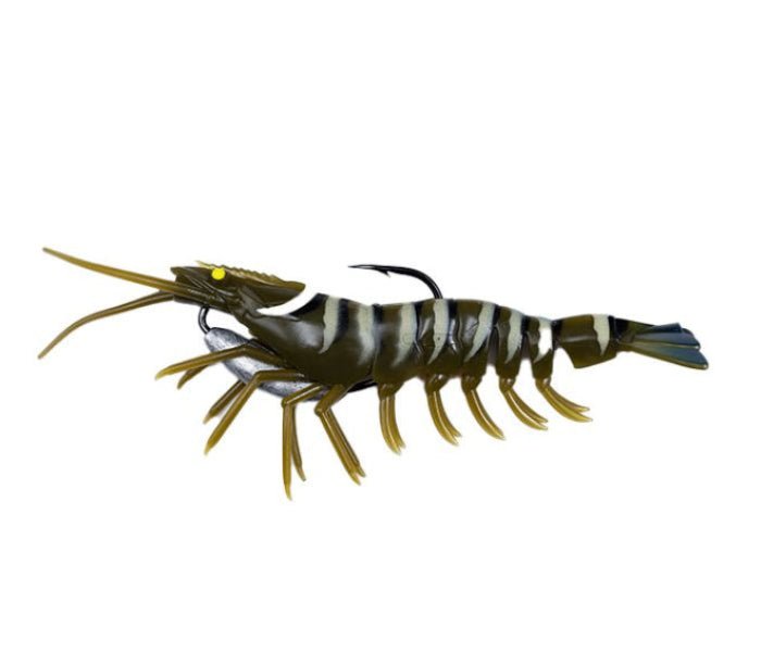Gfin Crazy Prawn Soft Plastic Baits with Weedless Hook - Tiger Prawn