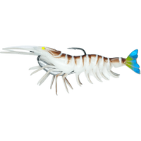 Gfin Crazy Prawn Soft Plastic Baits with Weedless Hook | Slow Sinking | 6 Inch | 24 Gm | - FishermanshubWhite Tiger Prawns