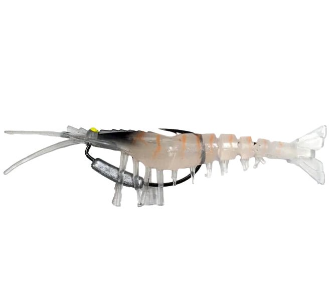 6 Pack Soft Plastic Fishing Lures – 8cm / 5.3g Prawn Shrimp Bait For Cod, Bass, Glow