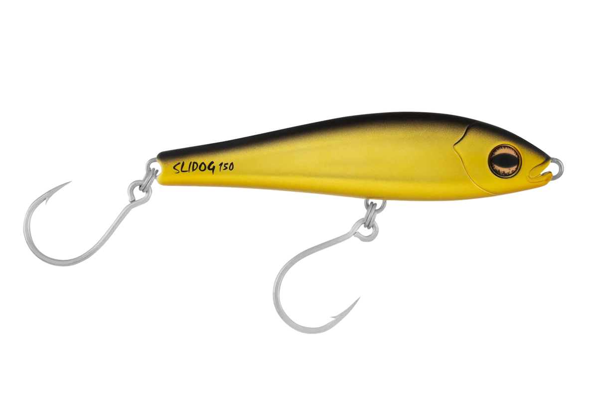 Halco Slidog Lipless Hard Bait Lures | Fast Sinking | 12.5 Cm, 52 Gm | 15 Cm, 85 Gm | - Fishermanshub15 CmChrome Gold Black Back