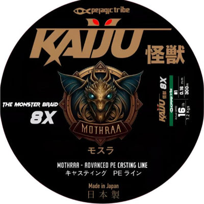 Kaiju Mothraa Advanced PE 8X Braided Fishing Line | Casting Line | 300Mt / 328Yd | Moss Green | - Fishermanshub0.16MM | 7.2Kg (16Lb)