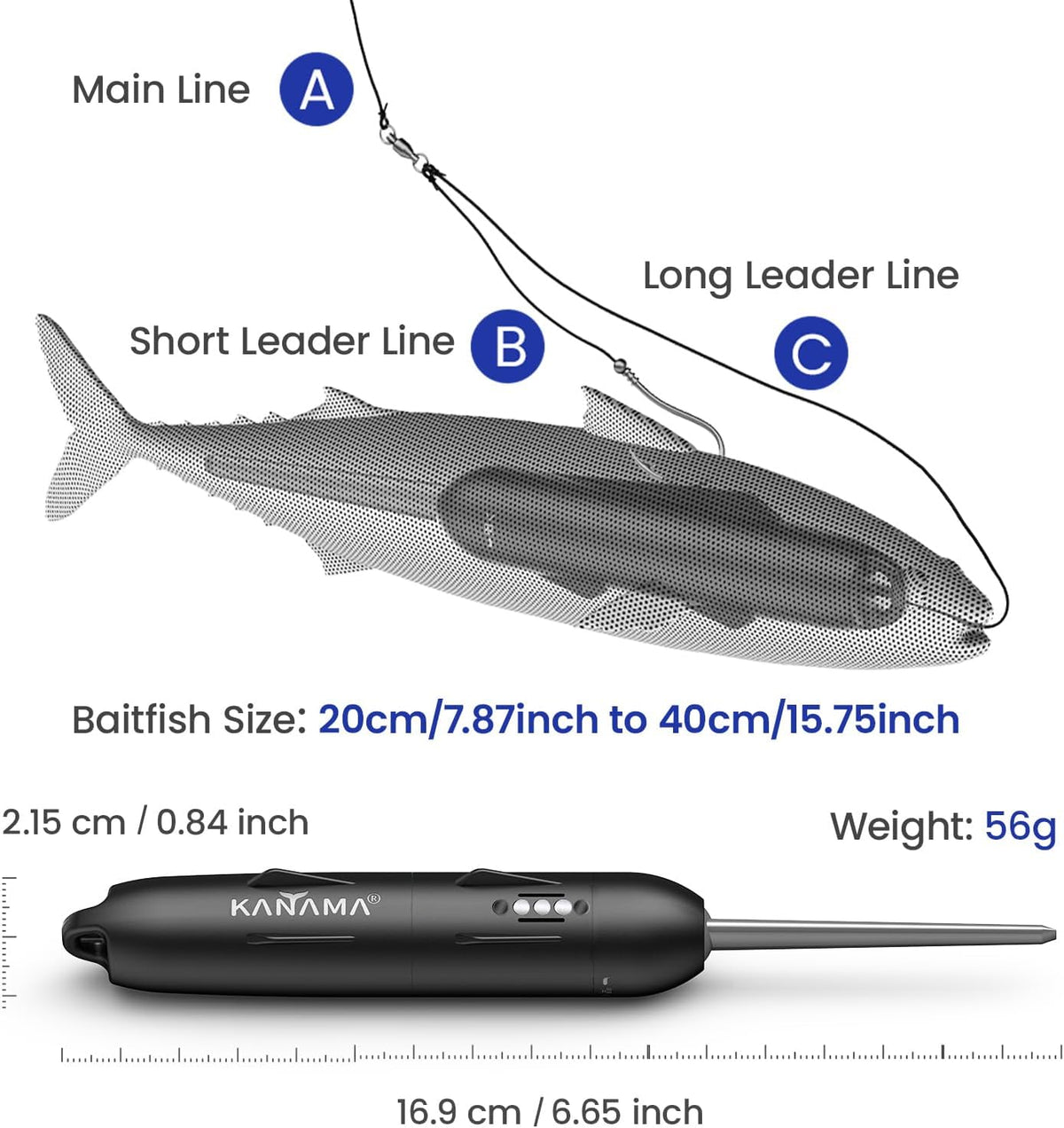Kanama Smart Bait Mini Live Bait Fish Simulator | Sonic Fish Attractor | Electric Fishing Gear | Rechargeable | - FishermanshubPro