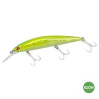 Littma Sagoshi 110FS Saltwater Minnow Hard Bait Lure | Fast Sinking | 11 Cm | 37 Gm | - FishermanshubApple Green (Glow)